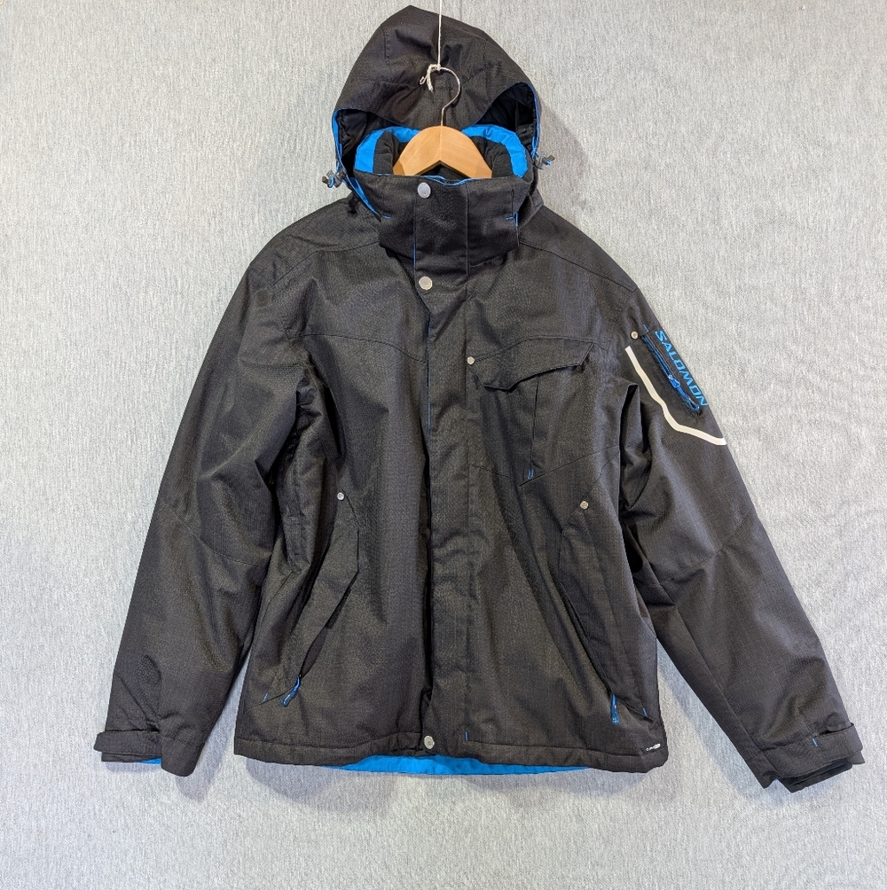 Salomon ClimaPro Ski Snowboard Jacket Men's Large Black Blue Storm 20000